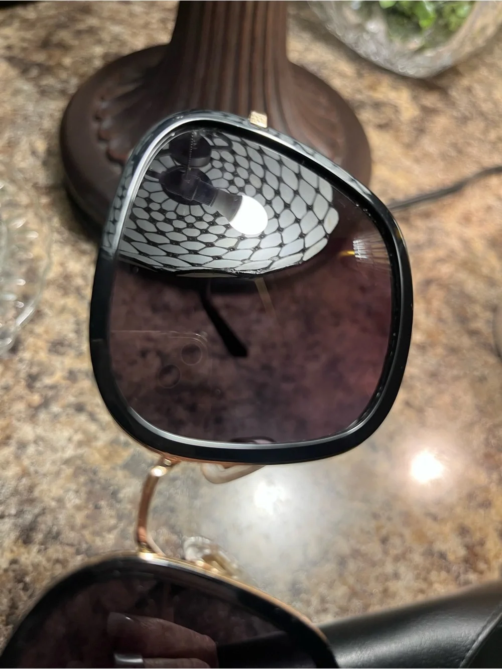 Diff Eyewear Black Square Sunglasses with Gold Temples